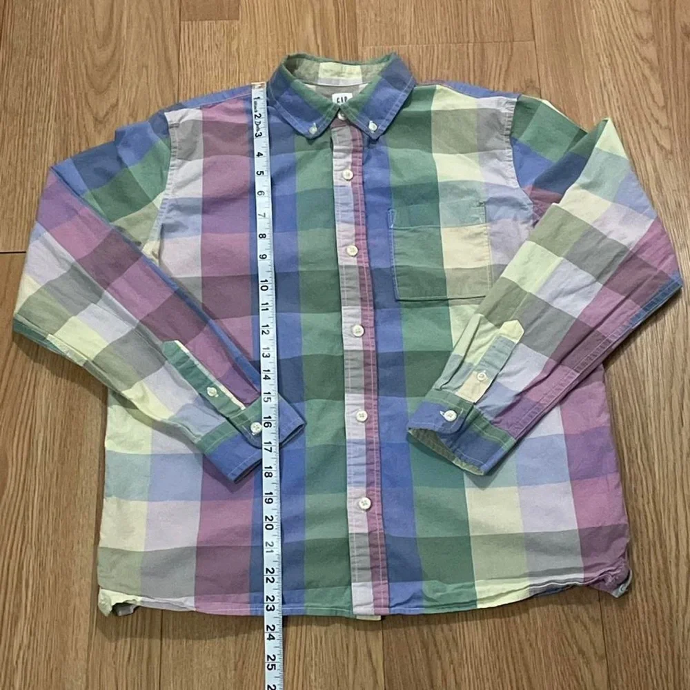 Gap Kids Boy’s XXL 14-16 Long Sleeve Button Up Shirt Color Block Preppy